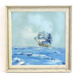 George Richard Deakins (1911-1981), Oil on board, A tall ship under sail. Signed lower left. Approx.