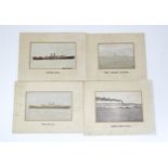 A series of four mounted monochrome photographs, depicting early 20thC ocean liners: Prinz Regent