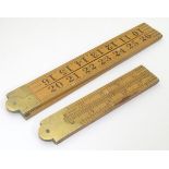 Vintage Tools: Two boxwood and brass mounted surveyor's rules, one by John Rabone & Sons,