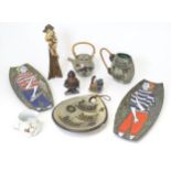 A quantity of studio pottery wares to include two items of Norwegian studio pottery by Arol,