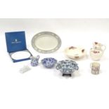 A quantity of assorted ceramics to include a Royal Worcester cake plate, a commemorative made for