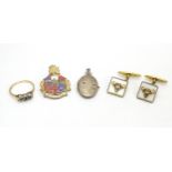 Assorted items to include a silver locket, 9ct gold ring, etc. Please Note - we do not make