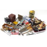 A quantity of assorted clock / watch makers / workshop tools to include chisels, files, watch parts,