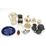 A quantity of assorted items to include Hunting tea wares, a Bourne Denby jug, Oriental basalt tea /
