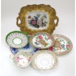 Assorted ceramics to include a Davenport cup and saucer, Brownfield plates, a Minton plate decorated