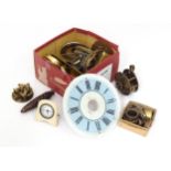 A quantity of assorted clock parts, to include springs, movements, etc. Please Note - we do not make