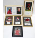 A quantity of framed photographs and autographs of footballers, comprising Patrick Viera (