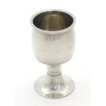 A 20thC pewter goblet / pedestal cup by A. E. Williams, Birmingham. Approx. 4 1/2" high Please