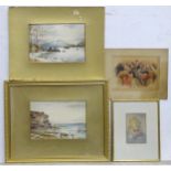 Two 20thC watercolours by B. M. Stewart, one depicting Derwentwater, the other a seascape.