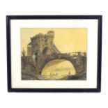N. E. Green, after Hubert Robert (1733-1808), 19th century, Watercolour, The Old Bridge / Ponte