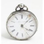 A Continental white metal pocket watch, the dial signed Hingue A Villeneuve. Approx. 1 3/4" diameter