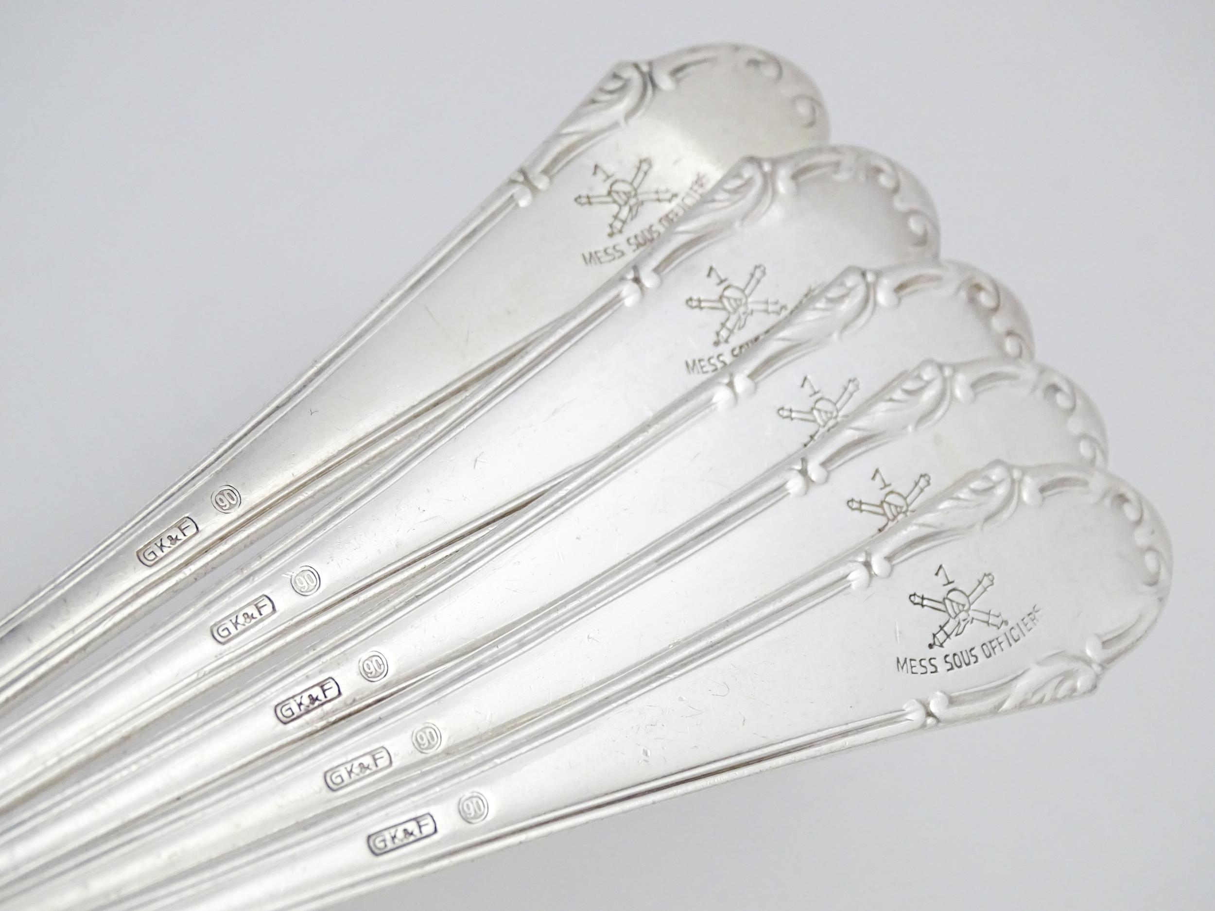 A quantity of assorted silver plate cutlery / flatware to include assorted spoons, serving spoons, - Image 7 of 9