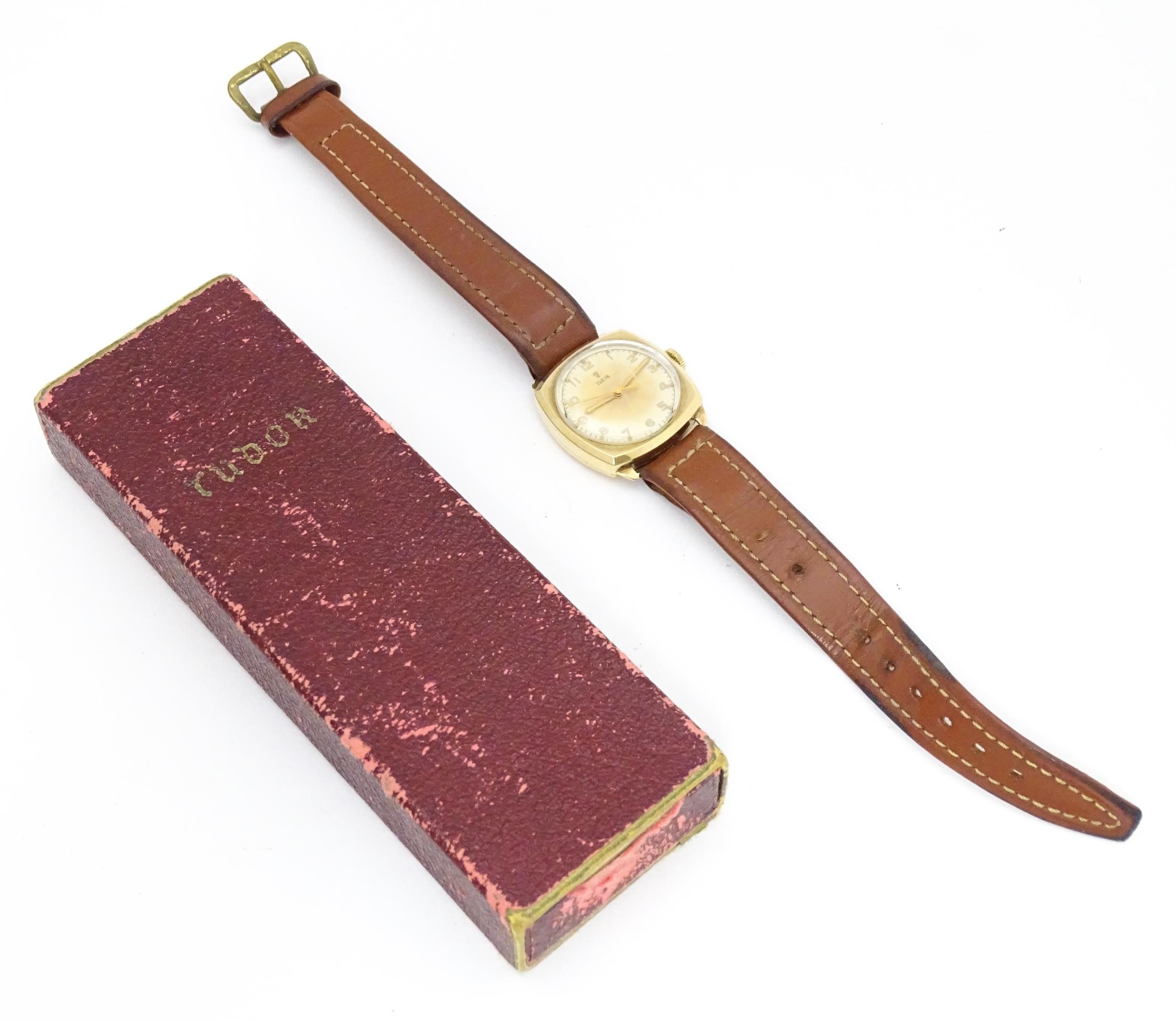 A Tudor (Rolex) 9ct gold cased wristwatch, hallmarked Birmingham 1951, maker Dennison Watch Case Co.