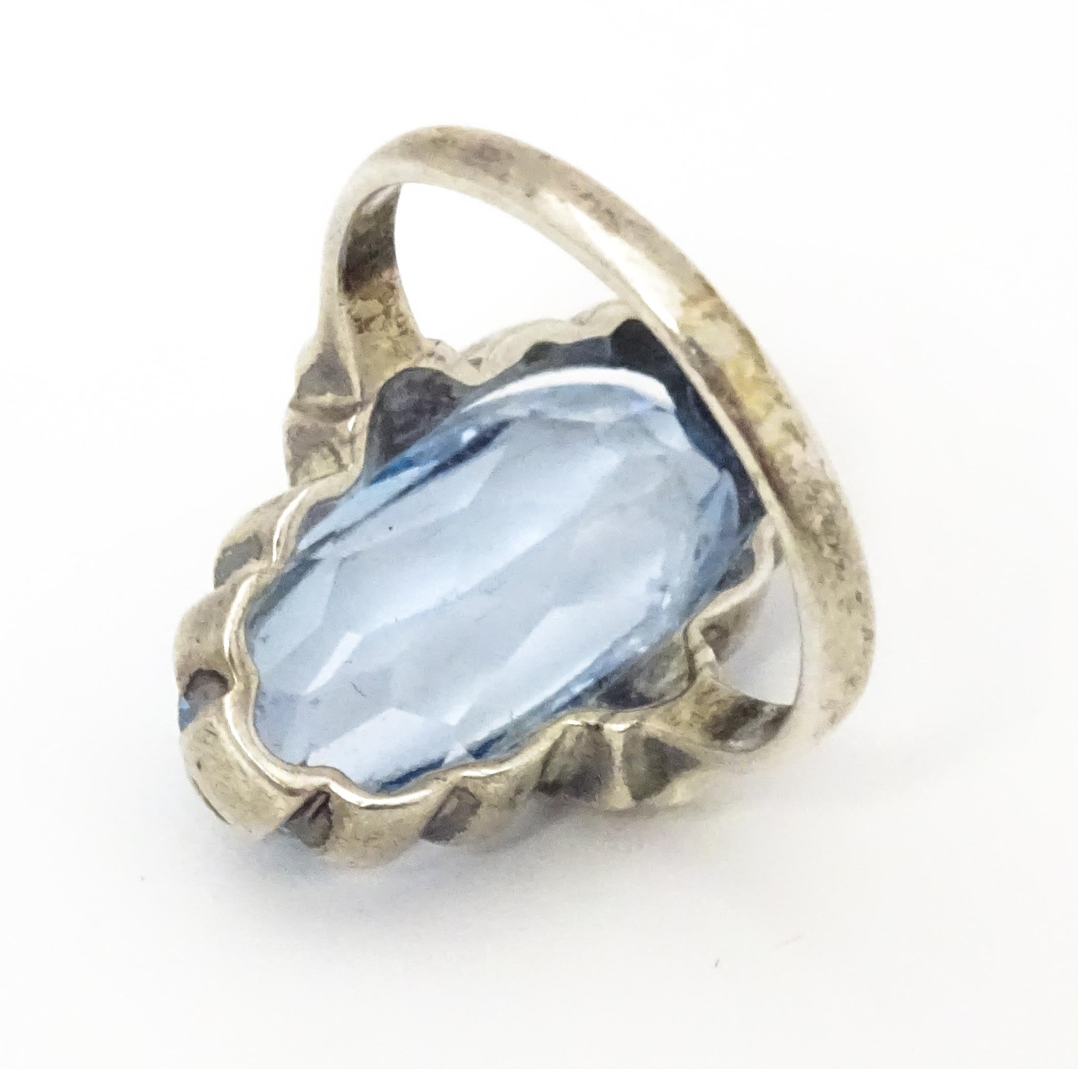 A Continental .830 silver ring set with aquamarine. Ring size approx. L 1/2 Please Note - we do - Image 6 of 6