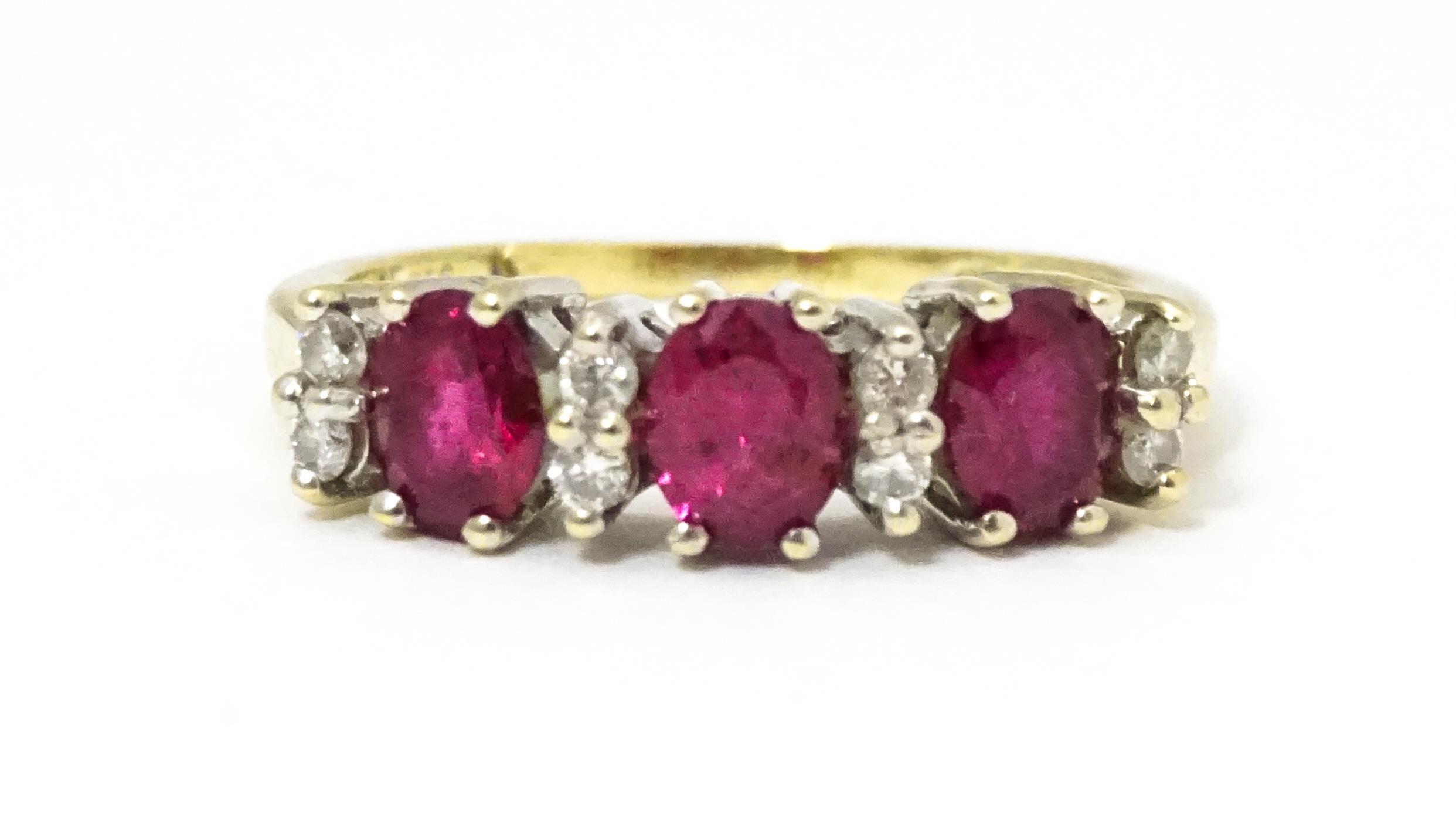 A 9ct gold ring set with rubies and diamonds. Ring size approx K 1/2 Please Note - we do not make - Image 3 of 8