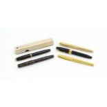 Five 20thC fountain pens, comprising a Stephen's No 76, a Sheaffer PFM I (with 14K gold nib), a