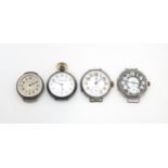 Three silver cased wristwatch movements to include a Harwood Patent Self Winding Watch Co. Ltd