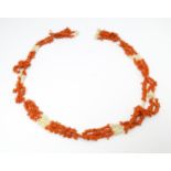 Sections of a coral branch bead necklace Please Note - we do not make reference to the condition