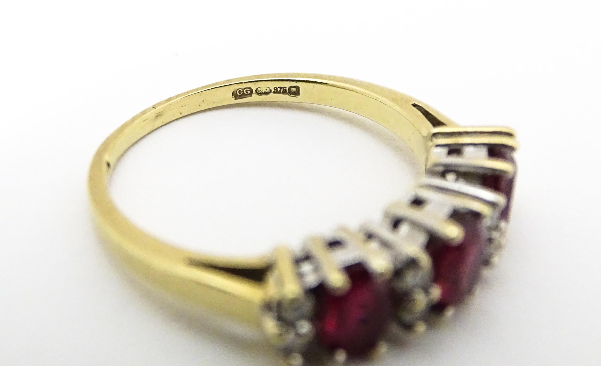 A 9ct gold ring set with rubies and diamonds. Ring size approx K 1/2 Please Note - we do not make - Image 6 of 8