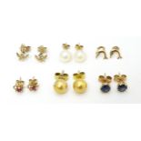 Six assorted pairs of stud earrings Please Note - we do not make reference to the condition of