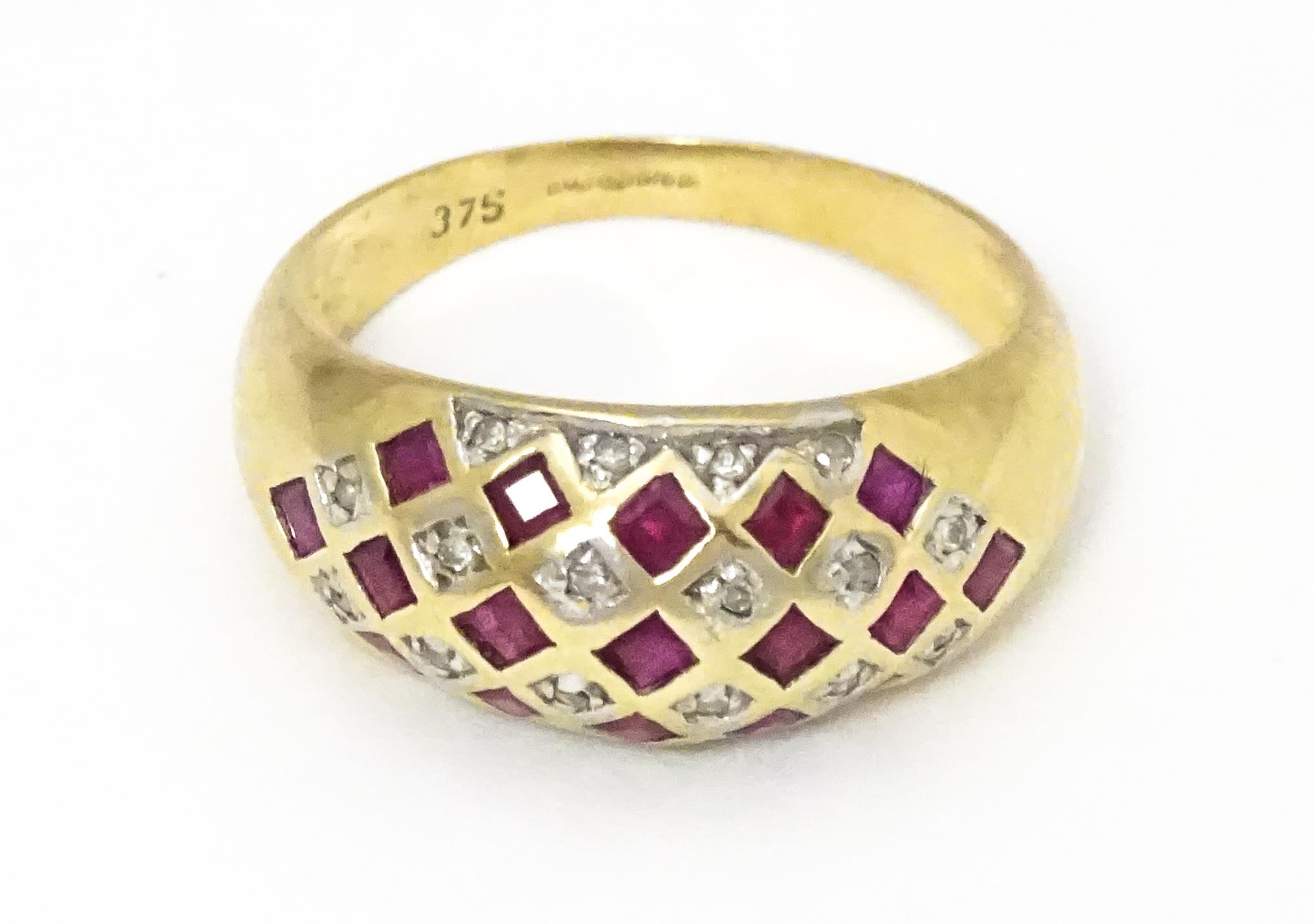 A 9ct gold ring set with rubies and diamonds. Ring size approx L 1/2 Please Note - we do not make - Image 3 of 7