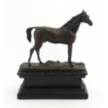 A French 20thC cast sculpture after Pierre-Jean Mene, depicting a standing horse. Facsimile