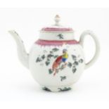 A 19thC teapot with hand painted Asiatic pheasant style bird detail. With various collection /