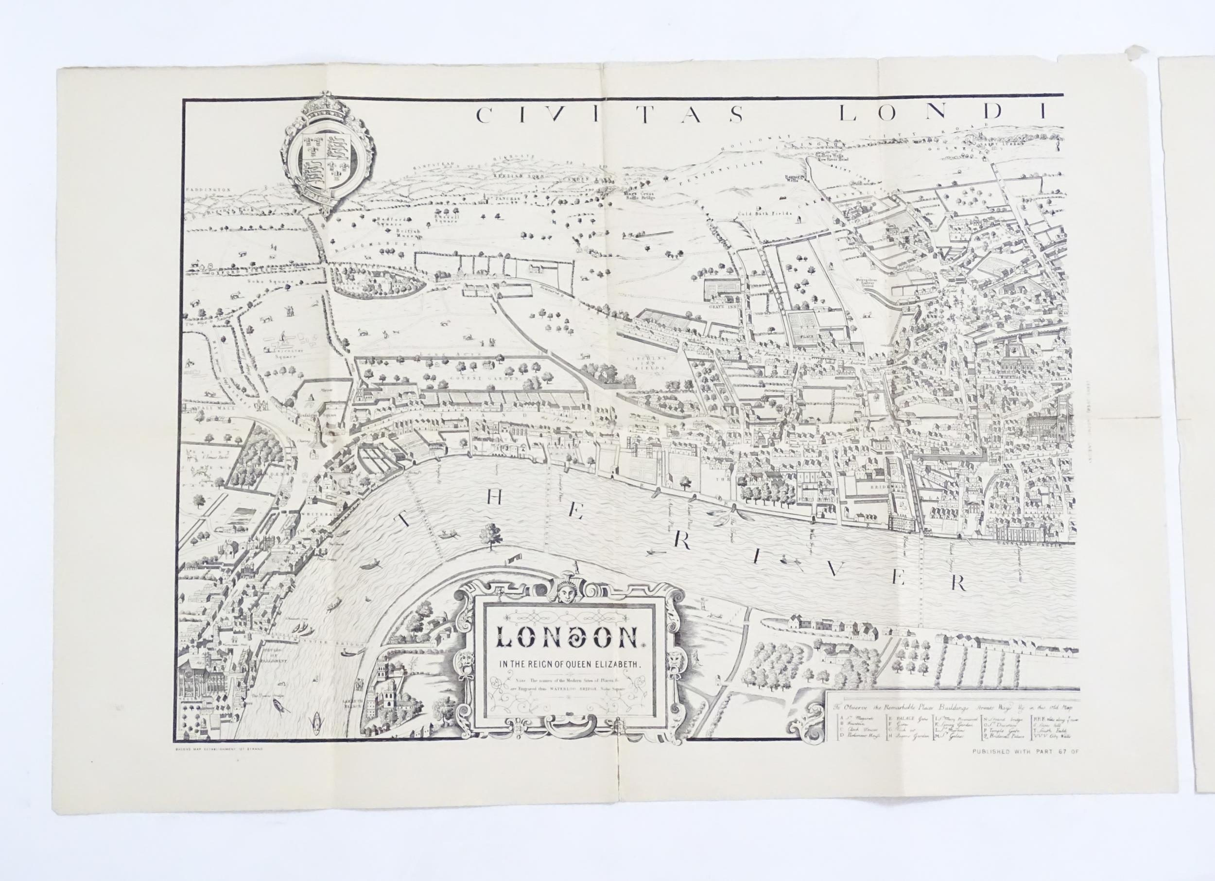 Four early 20thC maps from Cassell's Old and New London, to include London in the Reign of Queen - Bild 19 aus 24