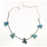 Egyptian revival jewellery : A necklace section set with 6 Egyptian cat beads. The cat beads