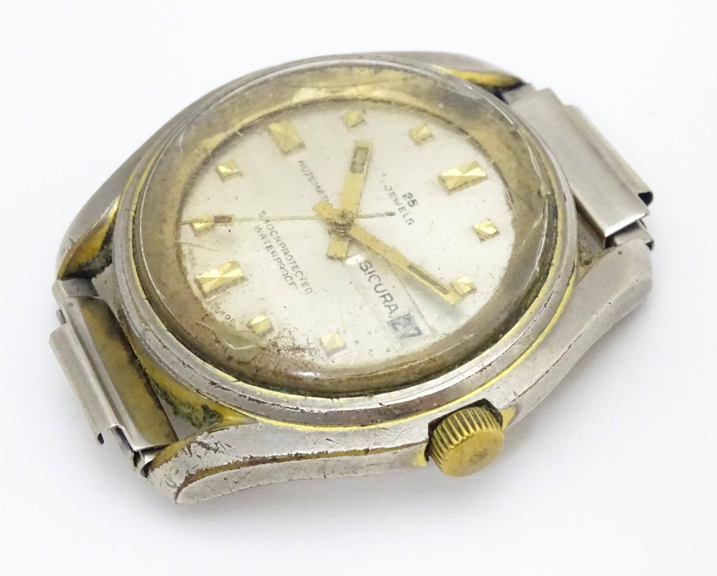 A Sicura Automatic 25 Jewels watch. 1 1/2" wide Please Note - we do not make reference to the - Image 3 of 6