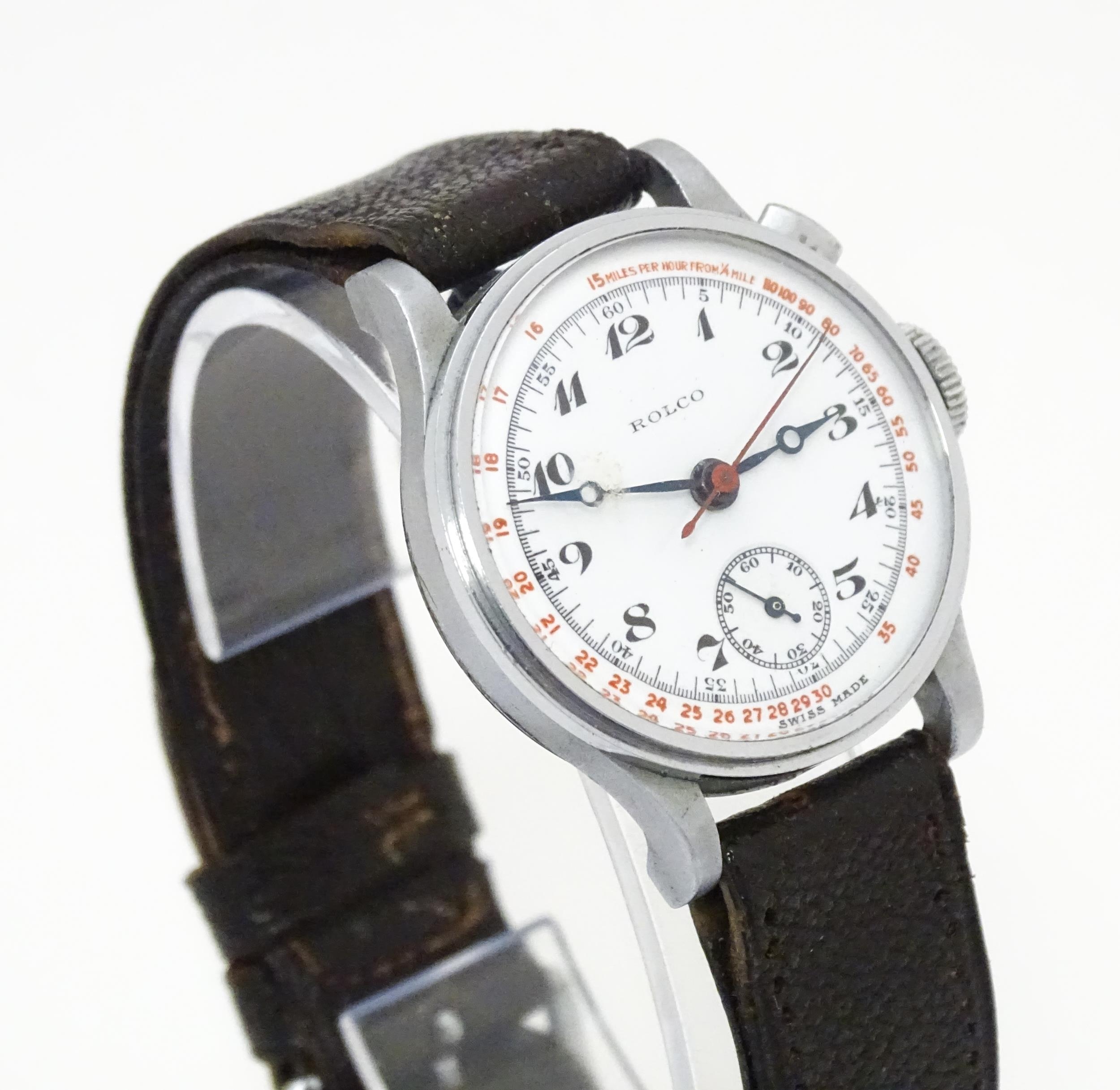 A Rolco wristwatch / chronograph style stopwatch. Watch dial approx. 1" diameter Please Note - we do - Image 2 of 4