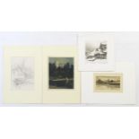 Four assorted 20th century prints comprising a colour aquatint titled Reflecting Sail by Joseph