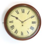 A mahogany cased single fusee wall clock with Roman numerals to the 12" dial. Please Note - we do