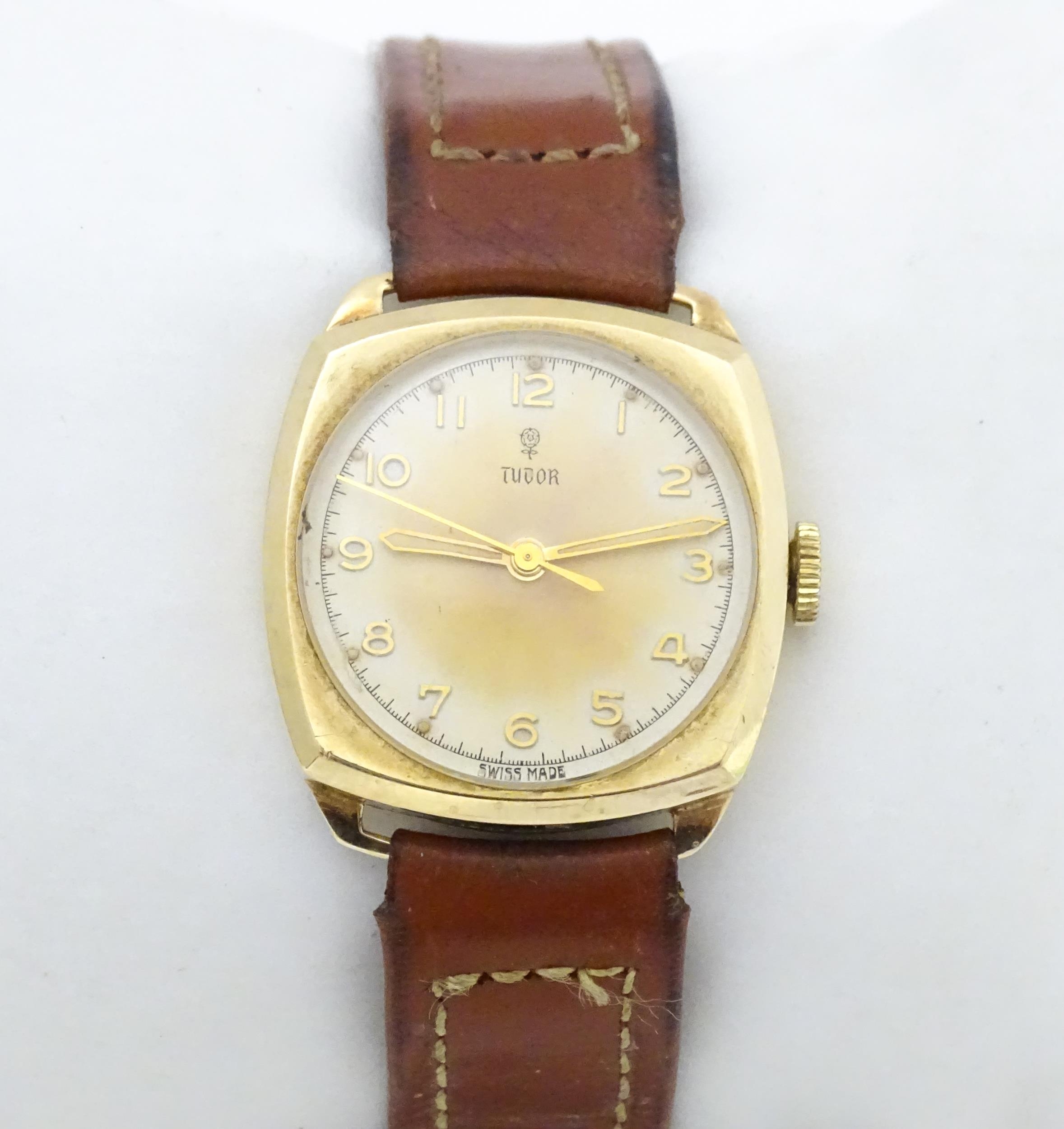 A Tudor (Rolex) 9ct gold cased wristwatch, hallmarked Birmingham 1951, maker Dennison Watch Case Co. - Image 4 of 8