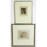 After Rembrandt van Rijn (1606-1669), Two lithographic prints of etchings comprising The Beheading