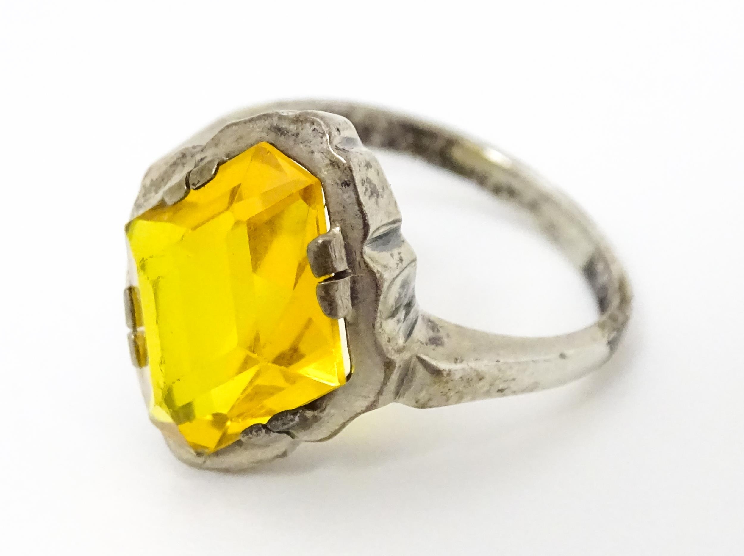 A Continental .835 silver ring set with citrine. Ring size approx. O Please Note - we do not make - Image 4 of 7