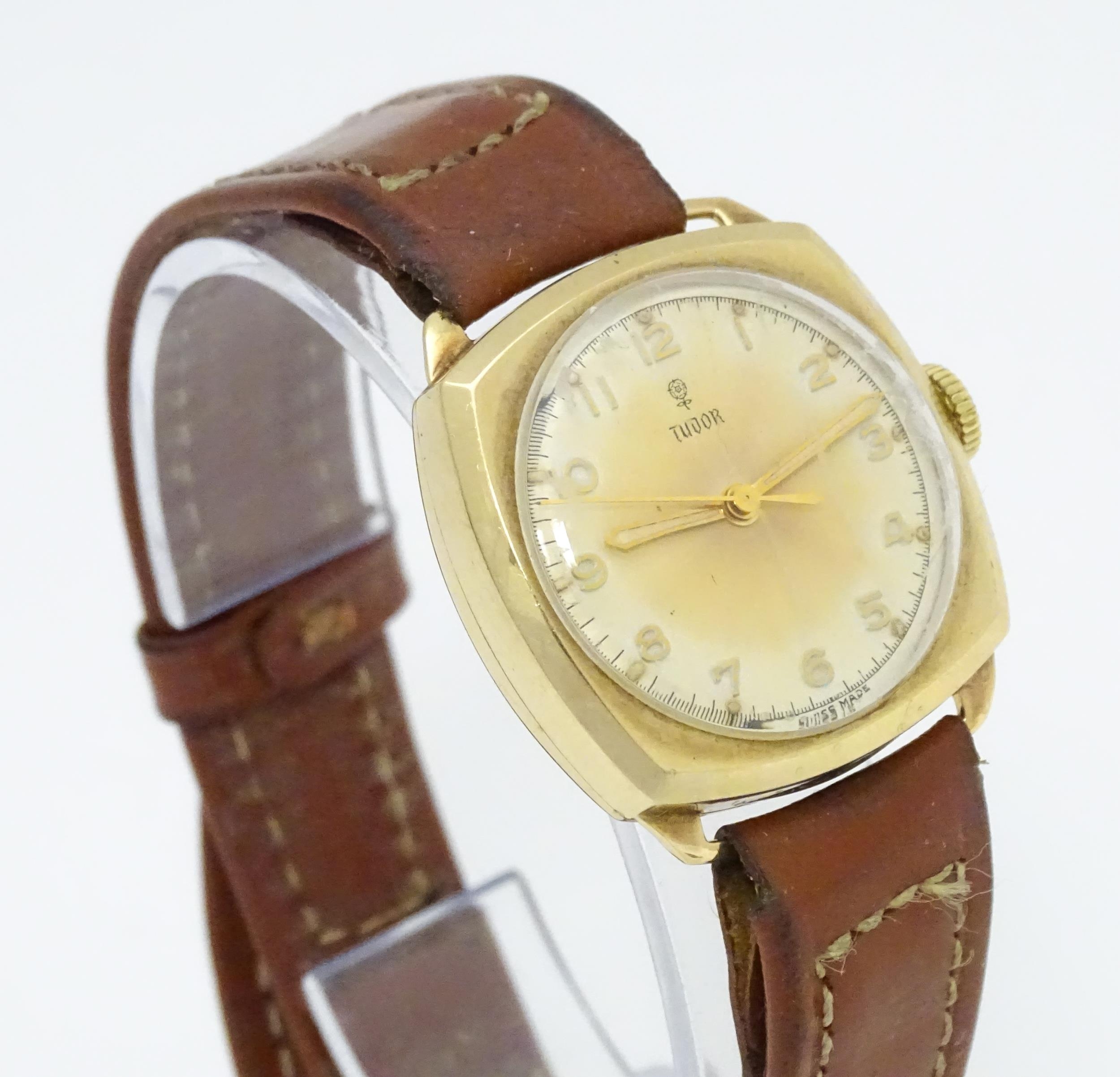 A Tudor (Rolex) 9ct gold cased wristwatch, hallmarked Birmingham 1951, maker Dennison Watch Case Co. - Image 3 of 8