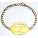 A 9ct gold identity bracelet for Alderman A Woodgate JP ( With A Whymper C.E struck out) , maker