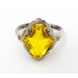 A Continental .835 silver ring set with citrine. Ring size approx. O Please Note - we do not make