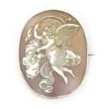 A classical carved cameo brooch. Approx 2" high Please Note - we do not make reference to the