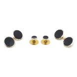 A pair of 9ct gold cufflinks together with a pair of collar studs. Please Note - we do not make