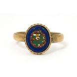 Grand Tour Jewellery : A yellow metal ring with micro mosaic decoration. Ring size approx. H