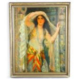 19th / 20th century, Orientalist School, Oil on canvas, A young Arabian lady of the harem in a