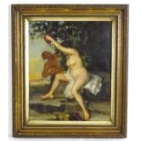 18th / 19th century, Oil on canvas, A Classical scene depicting a nude nymph feeding Bacchus