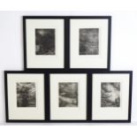 John Tatchell Freeman (b. 1958), Five Studio Proof etchings, Views of Ogmore Vale, Wales, to include