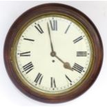 A mahogany cased single fusee wall clock with Roman numerals to the 12" dial. Please Note - we do