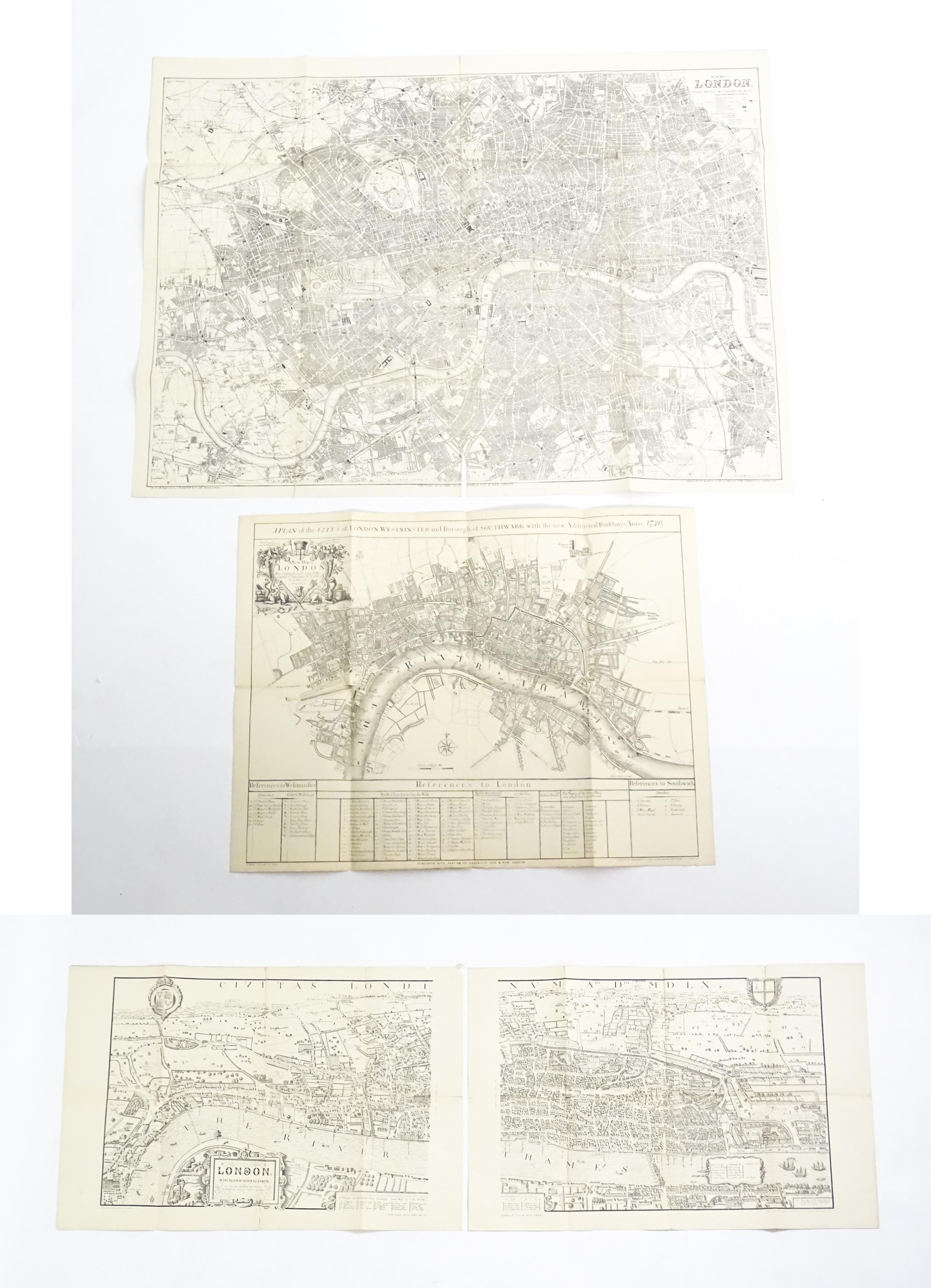 Four early 20thC maps from Cassell's Old and New London, to include London in the Reign of Queen