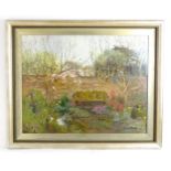 Ann Patrick (b. 1937), Scottish School, Oil on board, The Walled Garden. Signed lower right. Approx.