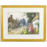 Joseph Twigg (1844-1914), Watercolour, A Sussex Village, depicting a thatched cottage with a