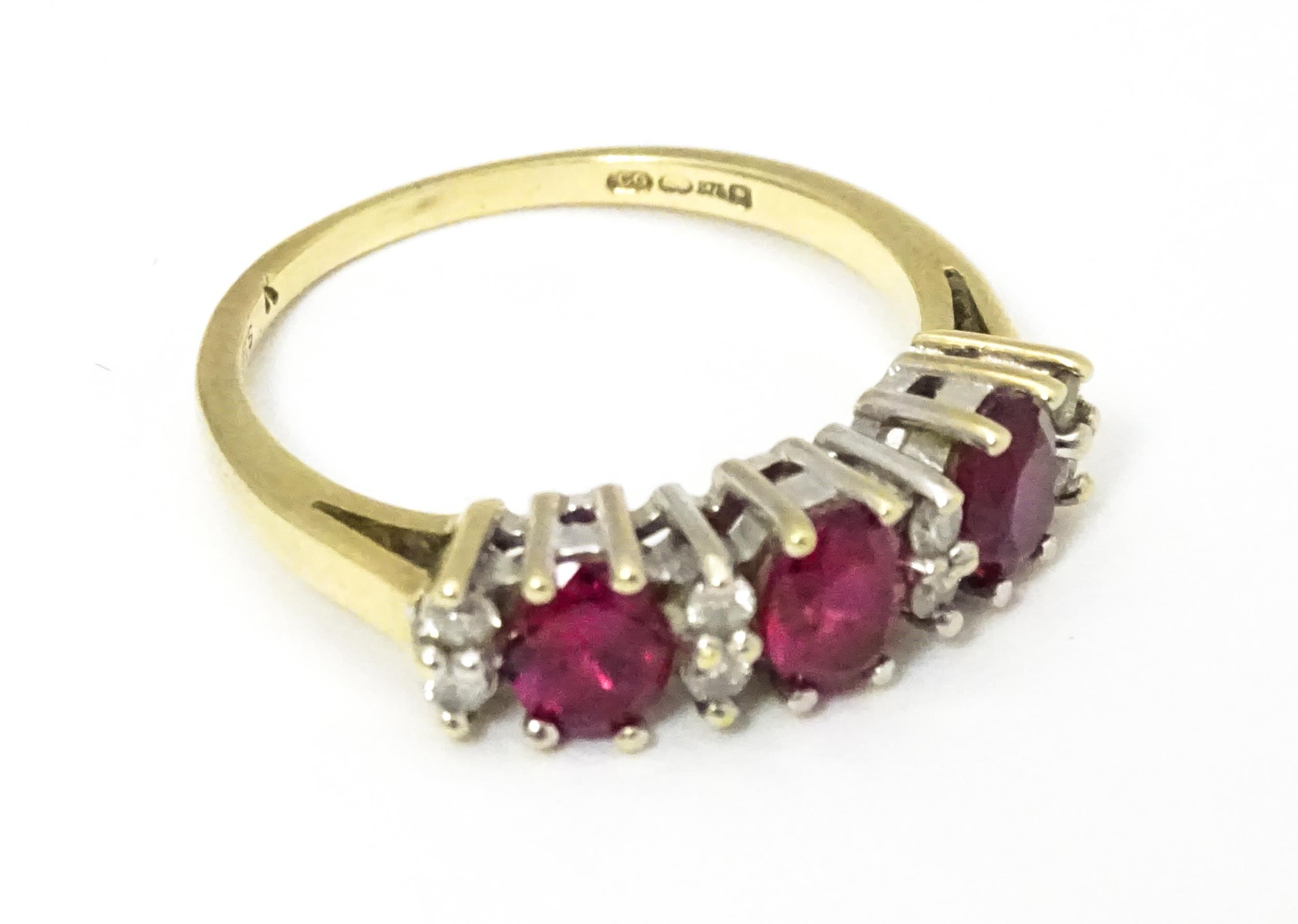 A 9ct gold ring set with rubies and diamonds. Ring size approx K 1/2 Please Note - we do not make - Image 4 of 8